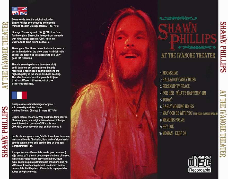 Shawn Phillips at Ivanhoe Theater in Chicago on March 31, 1977 tray